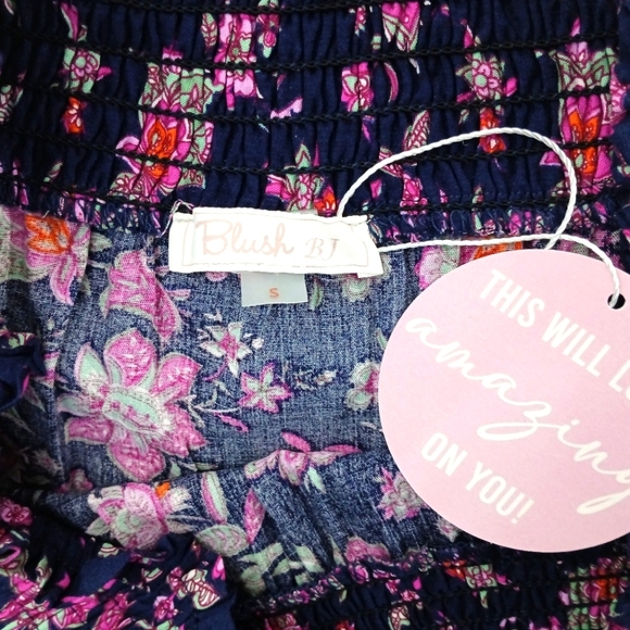 Blush BJ Maxi Floral Rayon Elastic Waist Skirt. Size S - Picture 4 of 7